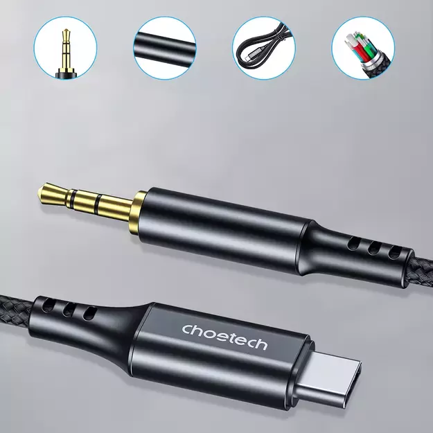 Choetech AUX006 USB-C / mini jack 3.5mm cable 1 m - black 2