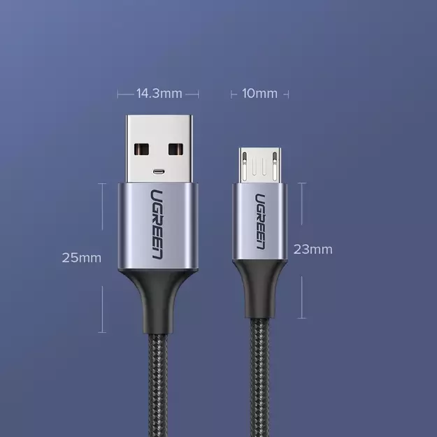 Ugreen US290 60146 USB-A / micro USB 2.4A cable 1m - gray 12
