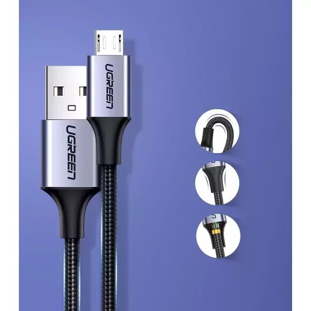 Ugreen US290 60146 USB-A / micro USB 2.4A cable 1m - gray 6