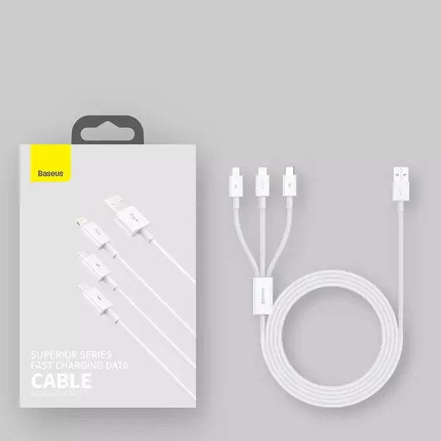 Baseus Superior 3in1 USB Cable - Lightning / USB Type C / Micro USB 3.5 A 1.5 m White (CAMLTYS-02) 18