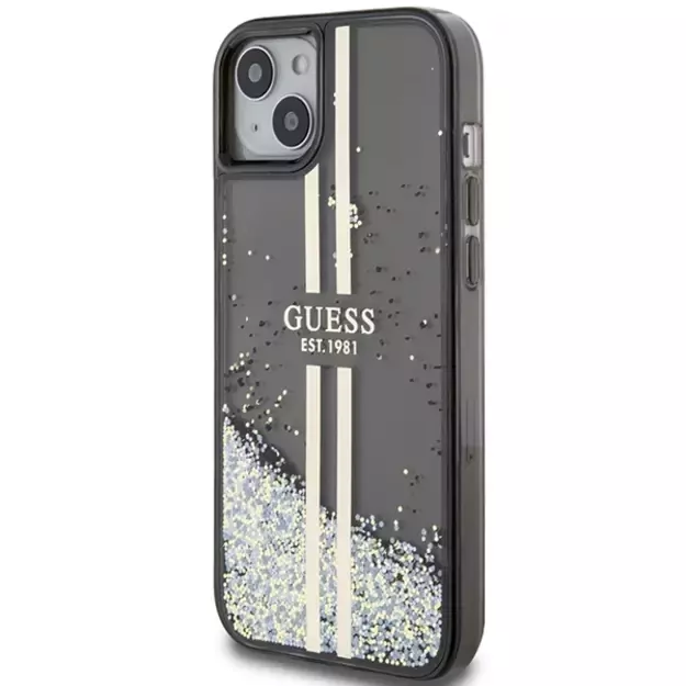 Guess Liquid Glitter Gold Stripes case for iPhone 15 / 14 / 13 - black 8