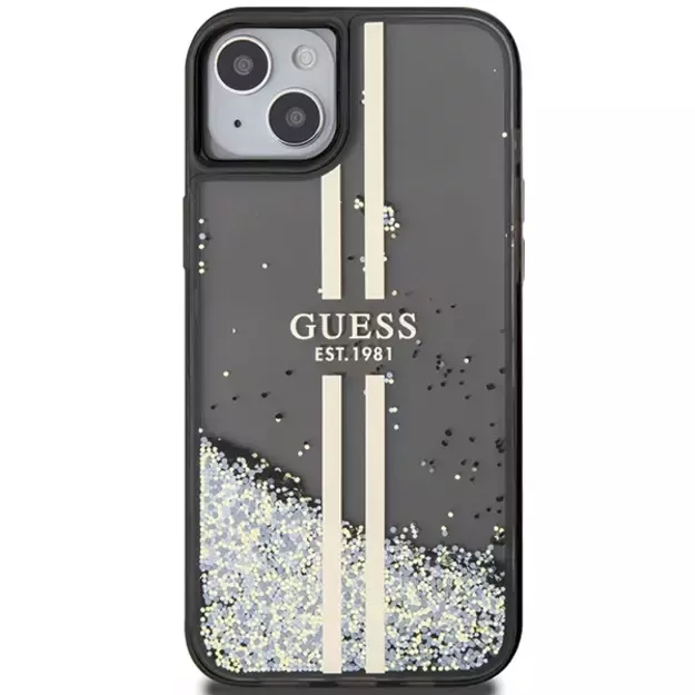 Guess Liquid Glitter Gold Stripes case for iPhone 15 / 14 / 13 - black 9