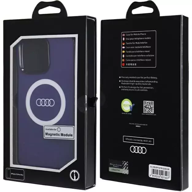 Audi IML Big Logo MagSafe case for iPhone 15 Pro Max - blue 6