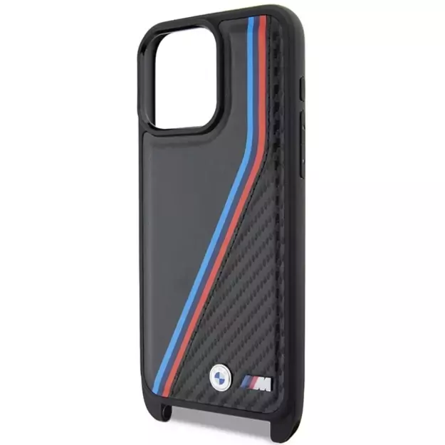 BMW M Edition Carbon Tricolor Lines &amp  Strap case for iPhone 15 Pro - black 11