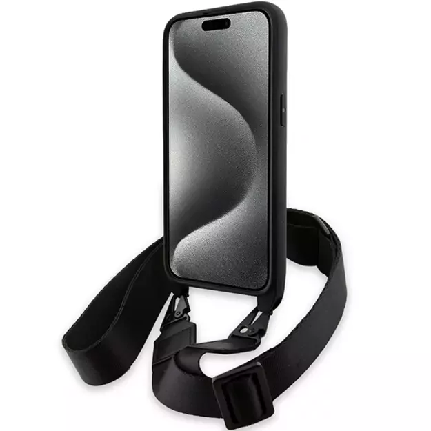 BMW M Edition Carbon Tricolor Lines &amp  Strap case for iPhone 15 Pro - black 10