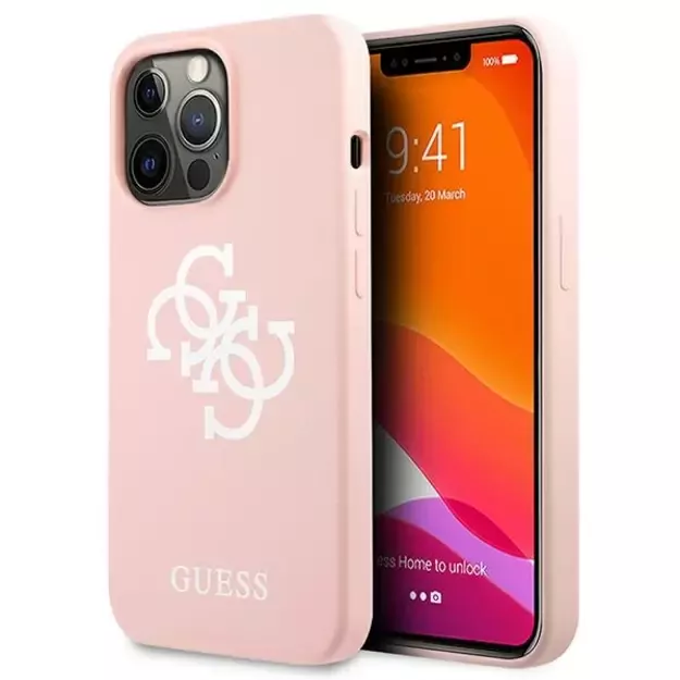 Guess GUHCP13LLS4GWPI iPhone 13 Pro / 13 6.1&quot  pink/pink hard case Silicone 4G Logo