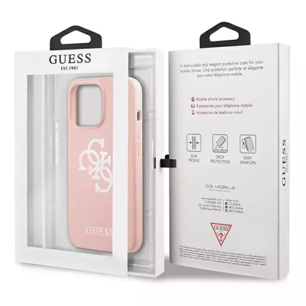 Guess GUHCP13LLS4GWPI iPhone 13 Pro / 13 6.1&quot  pink/pink hard case Silicone 4G Logo 7