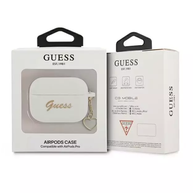Guess GUAPLSCHSH AirPods Pro cover white/white Silicone Charm Heart Collection 4