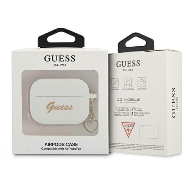 Guess GUAPLSCHSH AirPods Pro cover white/white Silicone Charm Heart Collection 2