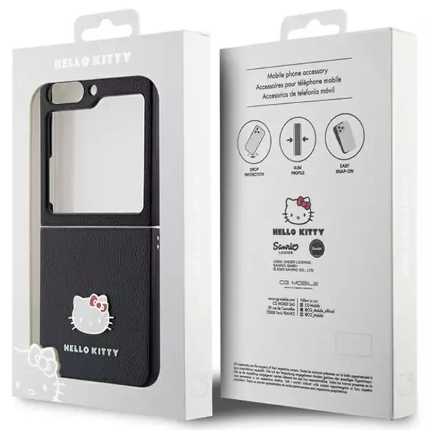 Hello Kitty Metal Logo Kitty Head case for Samsung Galaxy Z Flip 5 - black 8
