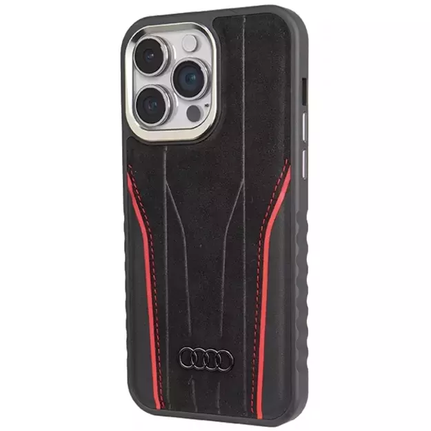 Audi Genuine Leather case with MagSafe for iPhone 15 Pro - black and red 10