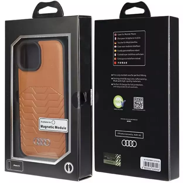 Audi Synthetic Leather case with MagSafe for iPhone 15 / 14 / 13 - brown 12