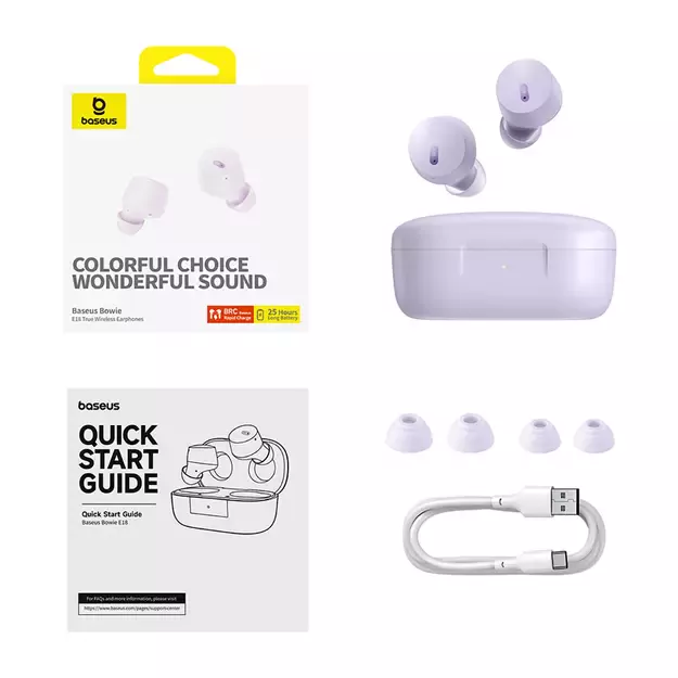 Baseus Bowie E18 Wireless TWS ENC IPX4 Earphones - Purple 5