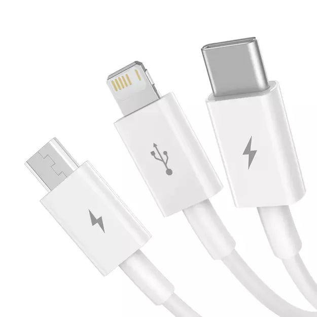 Baseus Superior Series USB-A - USB-C / Lightning / micro USB 3.5A cable 0.5m - white 1