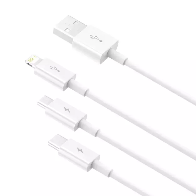 Baseus Superior Series USB-A - USB-C / Lightning / micro USB 3.5A cable 0.5m - white 3
