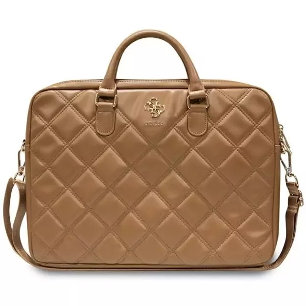 Guess Quilted 4G bag for a 16&quot  laptop - brown