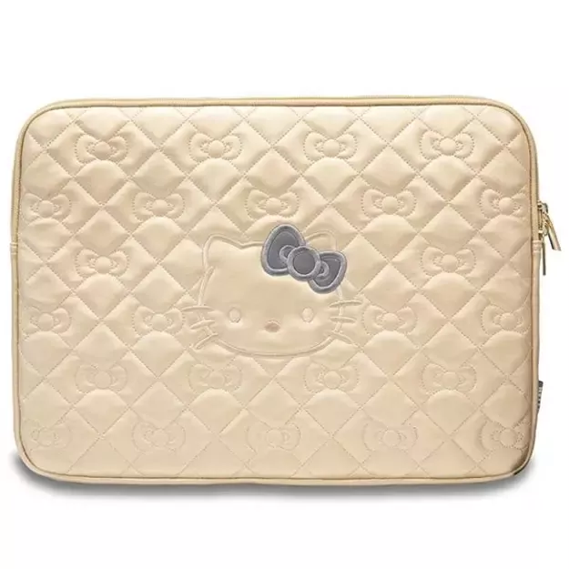 Hello Kitty Zip PU Quilted Bows case for a 14&quot  laptop - gold