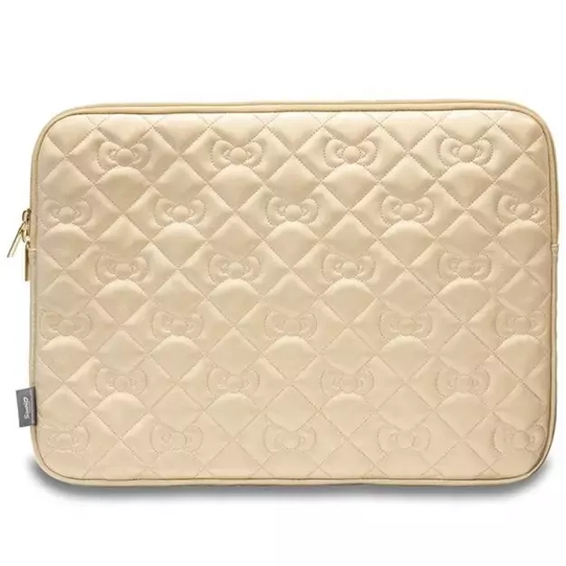 Hello Kitty Zip PU Quilted Bows case for a 14&quot  laptop - gold 2