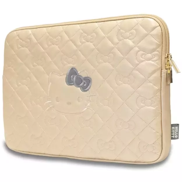 Hello Kitty Zip PU Quilted Bows case for a 14&quot  laptop - gold 1
