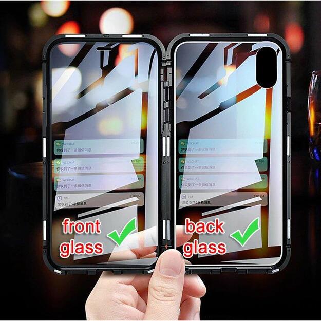 Wozinsky Full Magnetic Case Full Body Front and Back Cover with built-in glass for Vivo X60 black-transparent 28