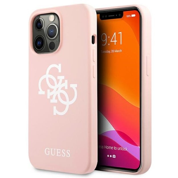 Guess Silicone 4G Logo Case for iPhone 13 Pro Max 6.7&quot  - Pink
