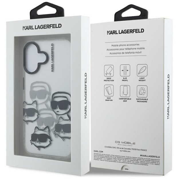 Karl Lagerfeld IML Multi K&amp C Head Pattern Case for iPhone 16 - Transparent 7