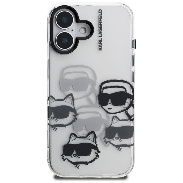 Karl Lagerfeld IML Multi K&amp C Head Pattern Case for iPhone 16 - Transparent 2