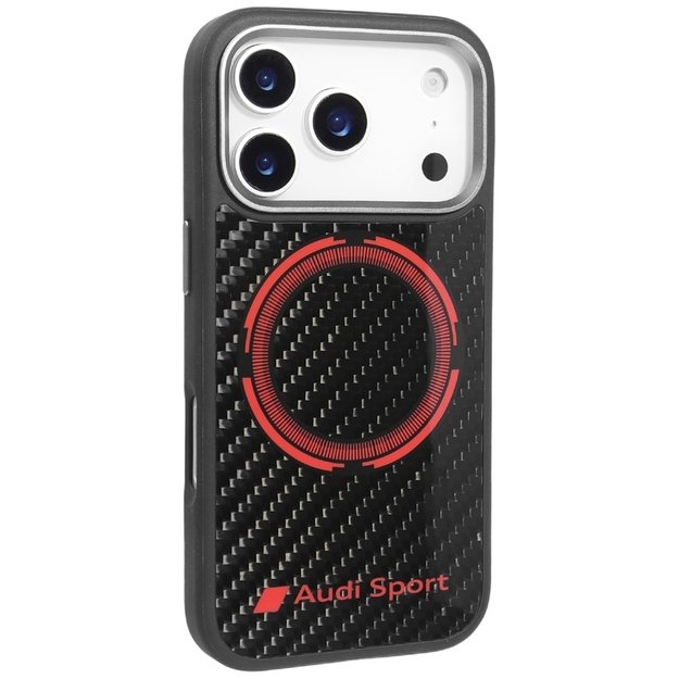 Audi RSQ Carbon Fiber Sport Red Circle MagSafe Case for iPhone 17 Pro - Black 1