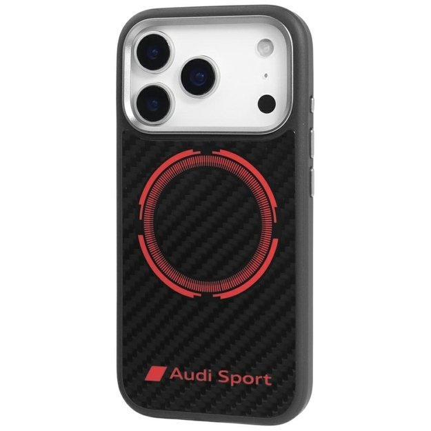 Audi RSQ Carbon Fiber Sport Red Circle MagSafe Case for iPhone 17 Pro - Black 2