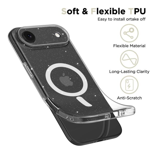 Tech-Protect FlexAir MagSafe Case for iPhone 17 Air - Clear Glitter 2