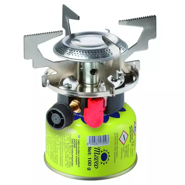 Gas camping stove with gas cartridges (thread or valve) ATOS piezo igniter 1.8kW 6