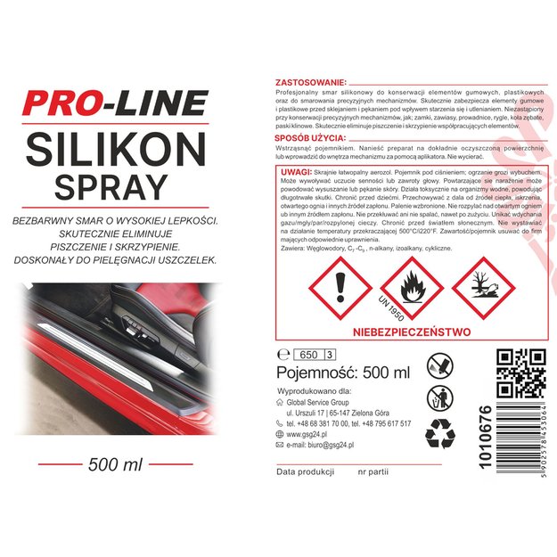 Silicone spray grease for seal care PRO-LINE 500ml 2