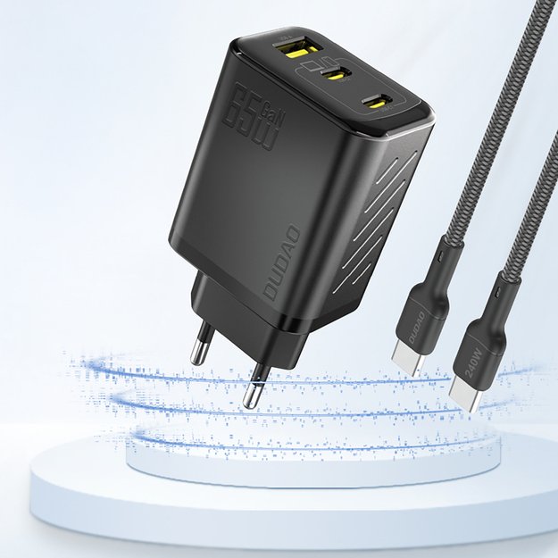 Dudao A29 65W GaN Wall Charger 2 x USB-C + 1 x USB-A - Black 1