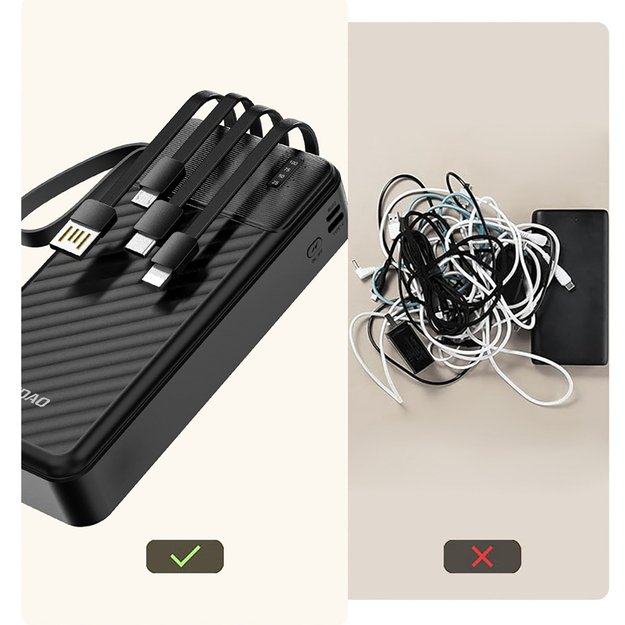 Dudao K11 Pro 20000mAh Powerbank with Built-in Cables - Black 6