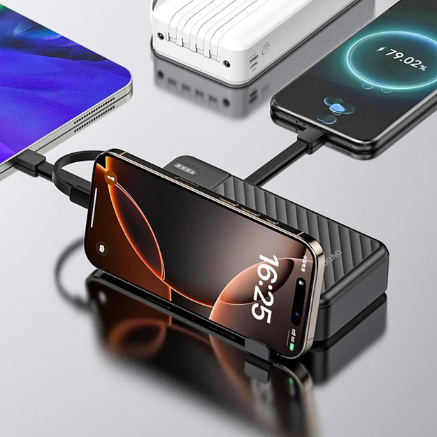 Dudao K11 Pro 20000mAh Powerbank with Built-in Cables - Black 5