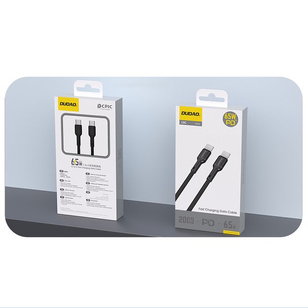 Dudao L9C 65W USB-C - USB-C 1m Cable - Black 1