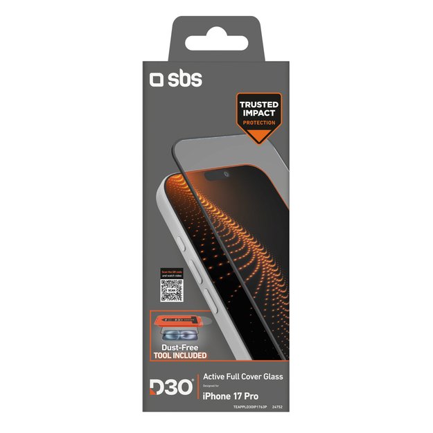 SBS protective glass with D3O technology set with applicator for iPhone 17 Pro 1