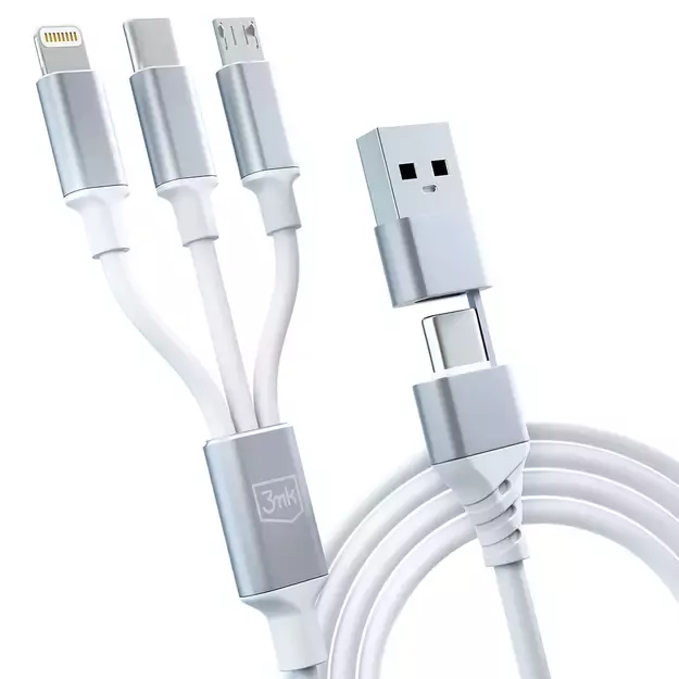 3mk Hyper Cable 3in1 USB-A - USB-C / USB-C - micro USB - Lightning 1.5m - white 8