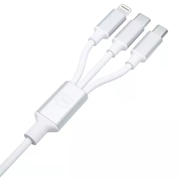 3mk Hyper Cable 3in1 USB-A - USB-C / USB-C - micro USB - Lightning 1.5m - white 5