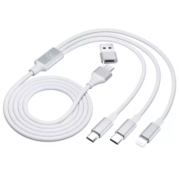 3mk Hyper Cable 3in1 USB-A - USB-C / USB-C - micro USB - Lightning 1.5m - white 7