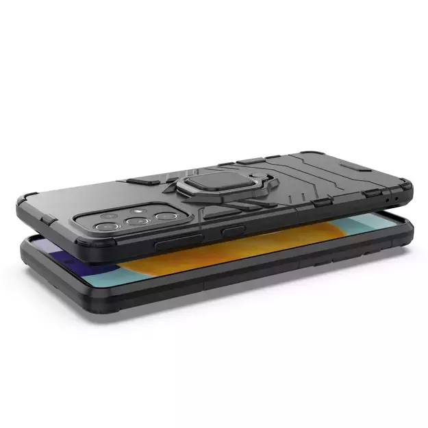 Ring Armor tough hybrid case cover + magnetic holder for Samsung Galaxy A73 black 2