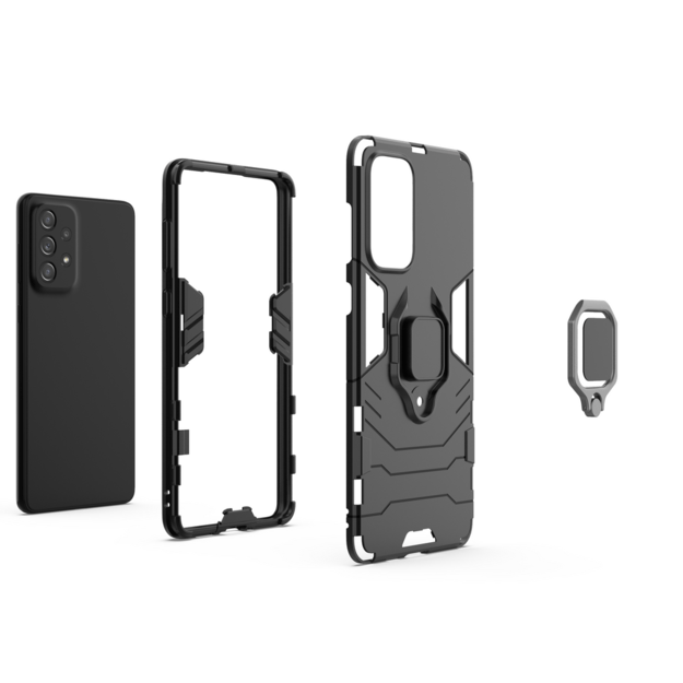Ring Armor tough hybrid case cover + magnetic holder for Samsung Galaxy A73 black 9
