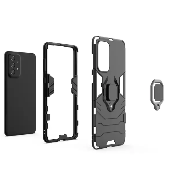 Ring Armor tough hybrid case cover + magnetic holder for Samsung Galaxy A73 black 1