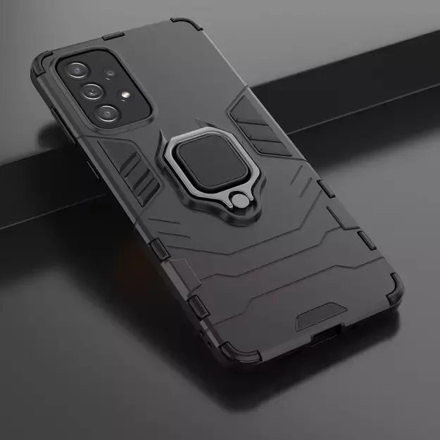 Ring Armor tough hybrid case cover + magnetic holder for Samsung Galaxy A73 black 6