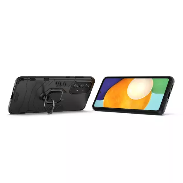 Ring Armor tough hybrid case cover + magnetic holder for Samsung Galaxy A73 black 5