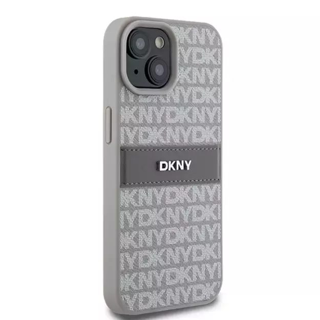 DKNY Leather Mono Stripe &amp  Metal Logo case for iPhone 15 / 14 / 13 - beige 10