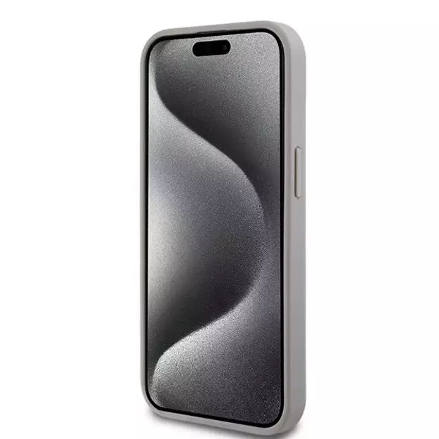DKNY Leather Mono Stripe &amp  Metal Logo case for iPhone 15 / 14 / 13 - beige 11