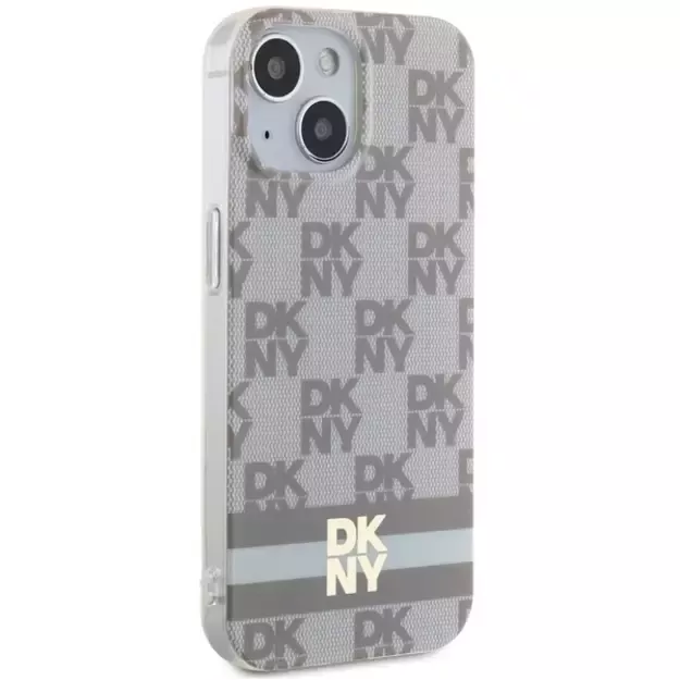 DKNY IML Checkered Mono Pattern &amp  Printed Stripes MagSafe case for iPhone 15 / 14 / 13 - beige 10