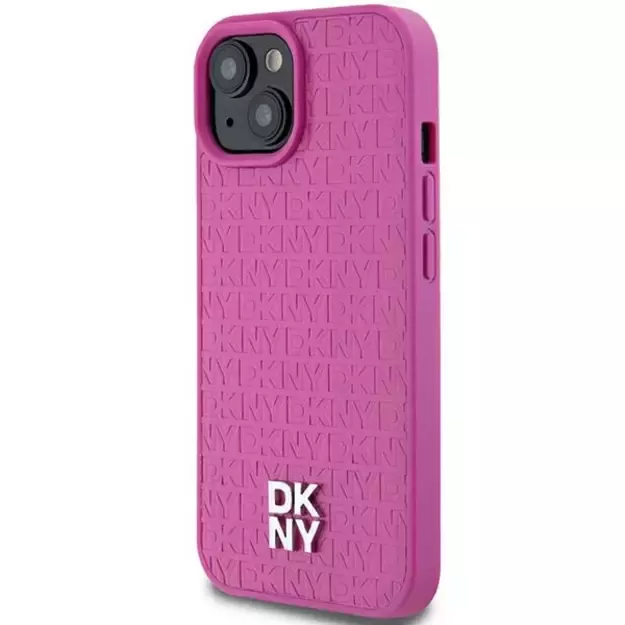 DKNY Leather Pattern Metal Logo MagSafe case for iPhone 15 / 14 / 13 - pink 8