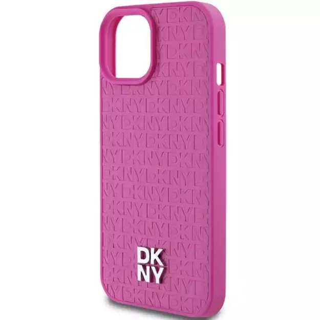 DKNY Leather Pattern Metal Logo MagSafe case for iPhone 15 / 14 / 13 - pink 12